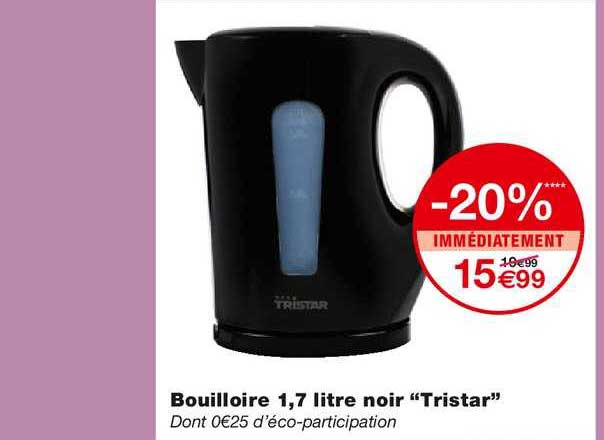 bouilloire 1.7 litre noir "tristar"