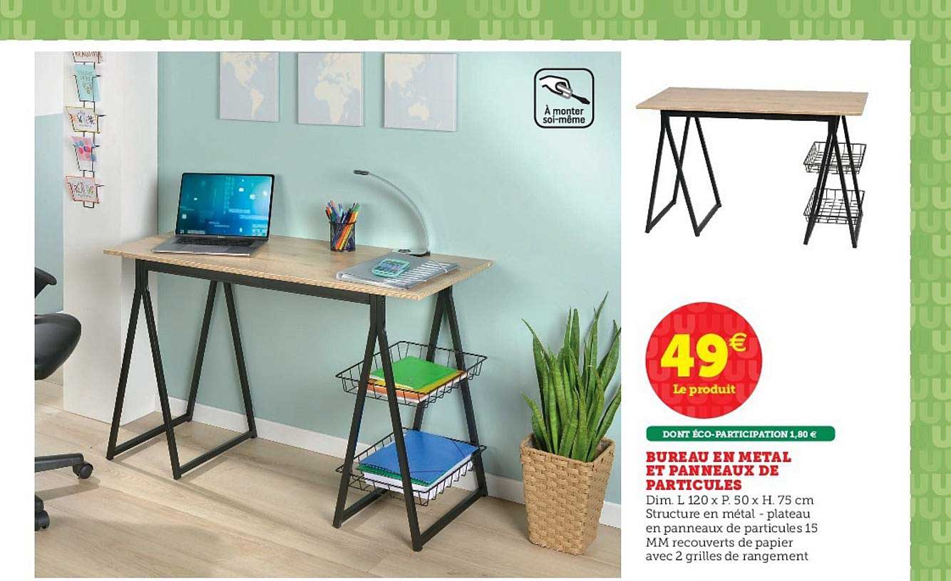 Bureau En Métal Et Panneaux De Particules