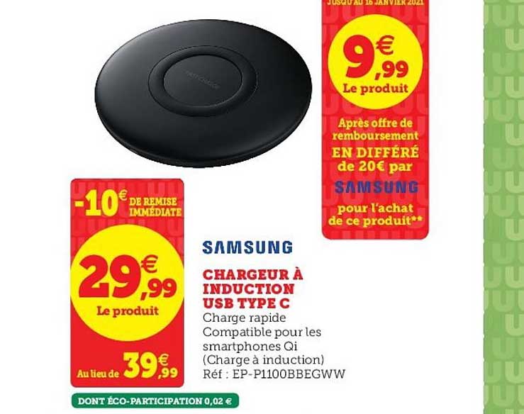 Chargeur à Induction Usb Type C Samsung