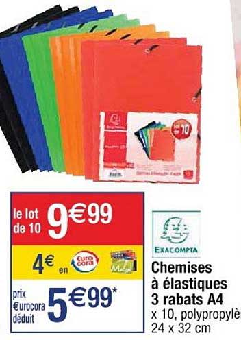 Chemises à élastiques 3 Rabats A4 Exacompta