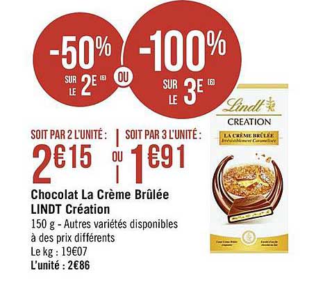 Chocolat La Crème Brûlée Lindt Création