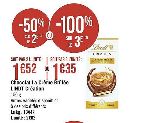 Chocolat La Crème Brûlée Lindt Création