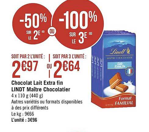 chocolat lait extra fin lindt maître chocolatier