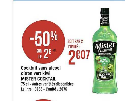 cocktail sans alcool citron vert kiwi mister cocktail