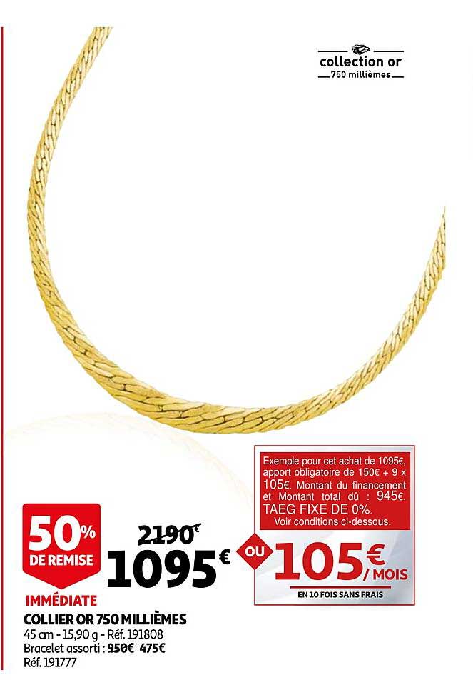 collier or 750 millièmes 50% de remise immédiate