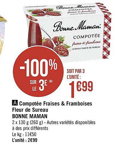 compotée fraises & framboises fleur de sureau bonne maman