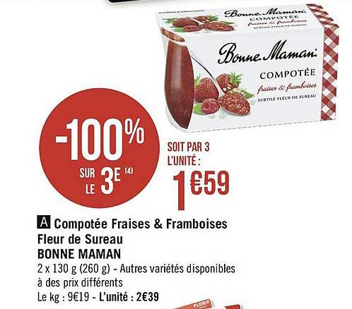 compotée fraises & framboises fleur de sureau bonne maman