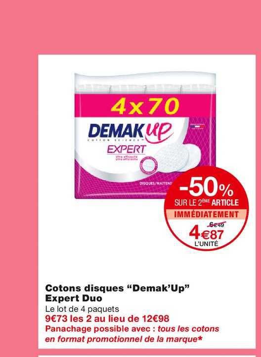cotons disques "demak'up" expert duo -50% sur le 2ème article immédiatement