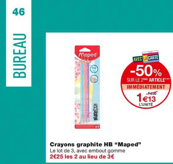crayons graphite hb "maped" -50% sur le 2ème article immédiatement
