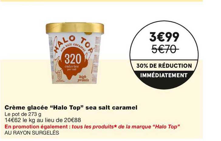 crème glacée "halo top" sea salt caramel
