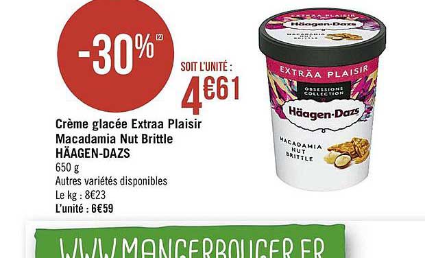 crème glacée extraa plaisir macadamia nut brittle häagen-dazs