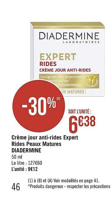 crème jour anti-rides expert rides peaux matures diadermine