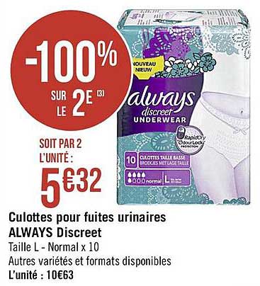 culottes pour fuites urinaires always discreet