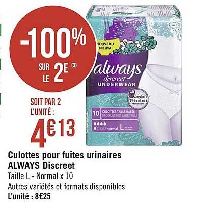culottes pour fuites urinaires always discreet