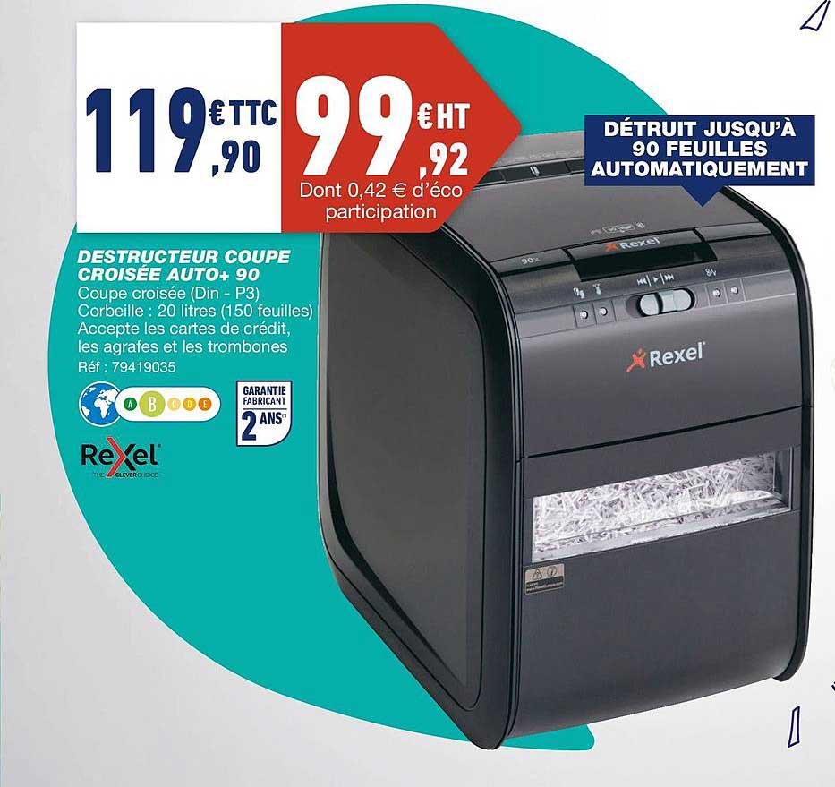 destructeur coupe croisée auto+ 90 rexel