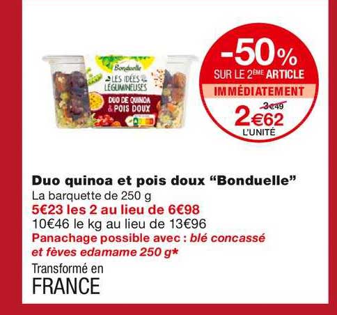 duo quinoa et pois doux "bonduelle" -50% sur le 2ème article immédiatement