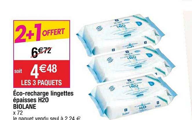 éco-recharge lingettes épaisses h20 biolane