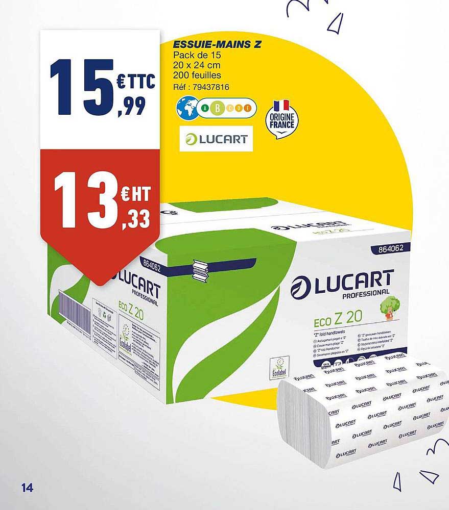 essuie mains 2 lucart