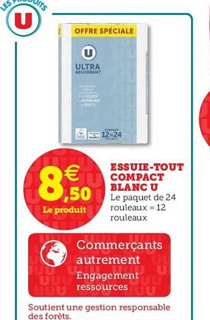 essuie-tout compact blanc u