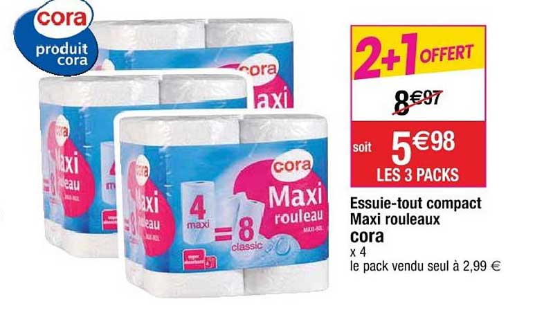 essuie-tout compact maxi rouleaux cora