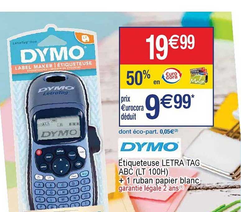 étiqueteuse letra tag abc (lt 100h) + 1 ruban papier blanc dymo