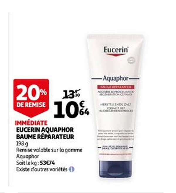 eucerin aquaphor baume réparateur 20% de remise immédiate