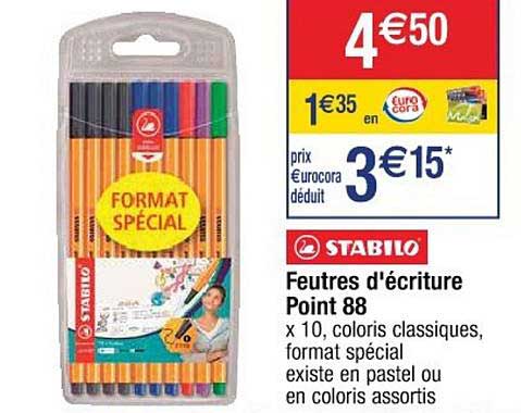 feutres d'écriture point 88 stabilo