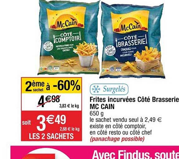 frites incurvées côté brasserie mc cain