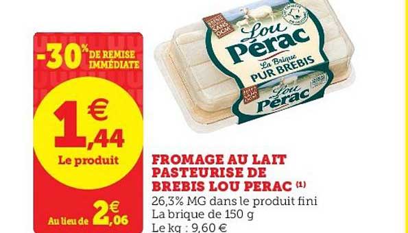 fromage au lait pasteurisé de brebis lou pérac