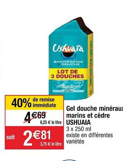 Gel Douche Minéraux Marins Et Cèdre Ushuaia