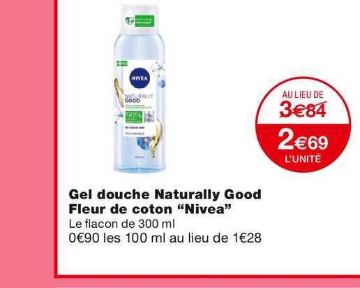 gel douche naturally good fleur de coton "nivea"