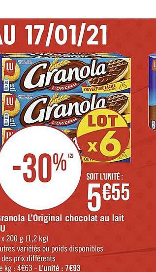 Granola L'original Chocolat Au Lait Lu