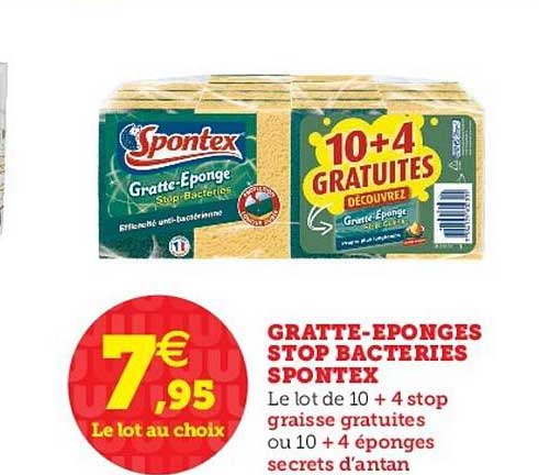 gratte éponges stop bactéries spontex