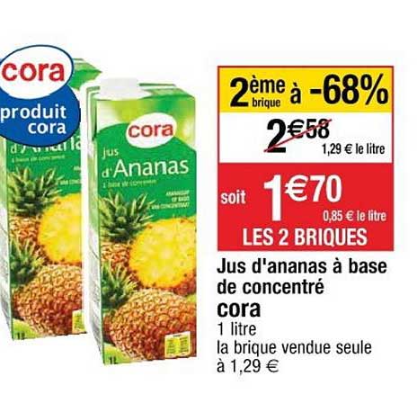 jus d'ananas à base de concentré cora