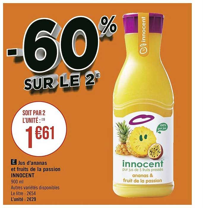 jus d'ananas  et fruits de la passion innocent