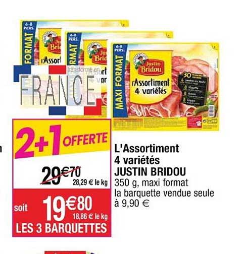 l'assortiment 4 variétés justin bridou
