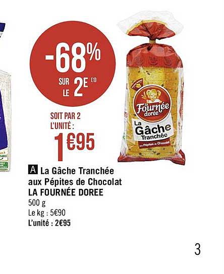 la gâche tranchée aux pépites de chocolat la fournée dorée