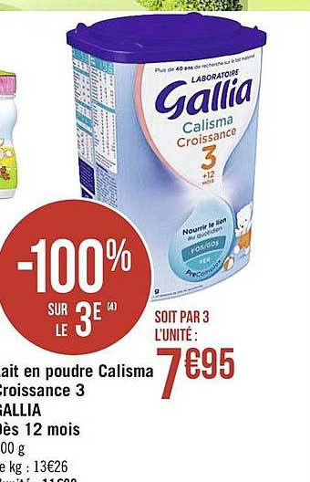 Lait En Poudre Calisma Croissance 3 Gallia