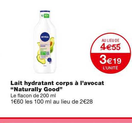 lait hydratant corps à l'avocat "naturally good"