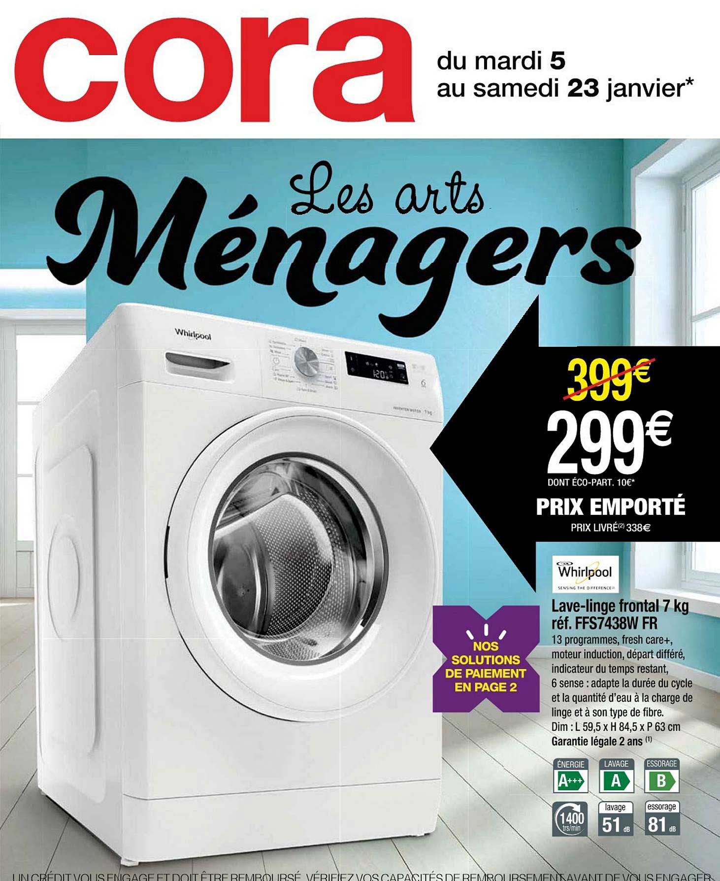 lave-linge frontal 7kg whirlpool