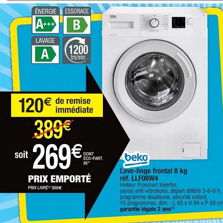 lave-linge frontal 8 kg beko