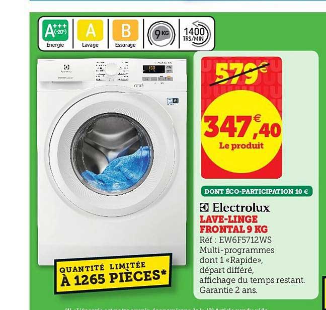 lave-linge frontal 9 kg électrolux