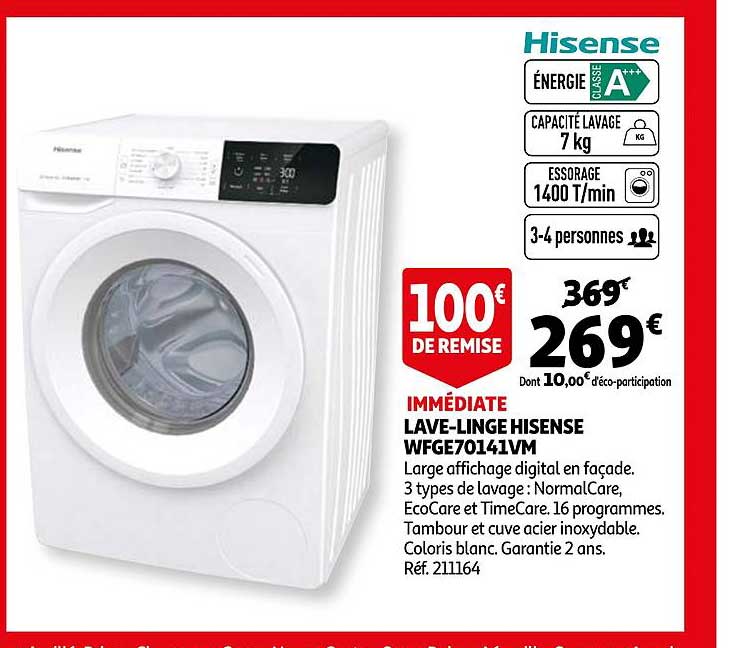 lave linge hisense wfge70141vm