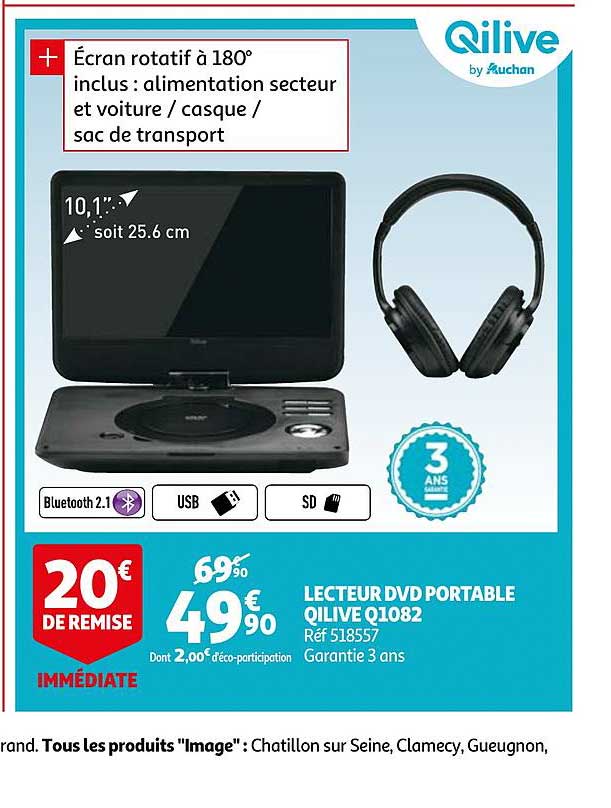 lecteur dvd portable qilive q1082