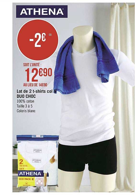 lot de 2 t-shirts col duo choc athena
