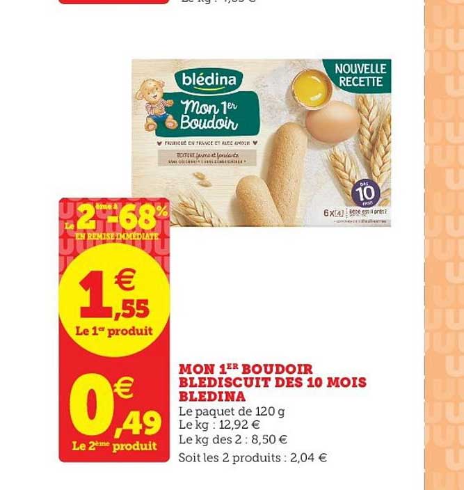 mon 1er boudoir blédiscuit dès 10 mois blédina le 2ème à -68% en remise immédiate