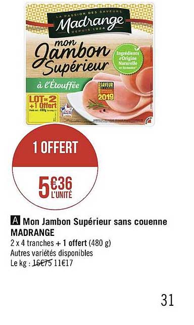 mon jambon supérieur sans couenne madrange