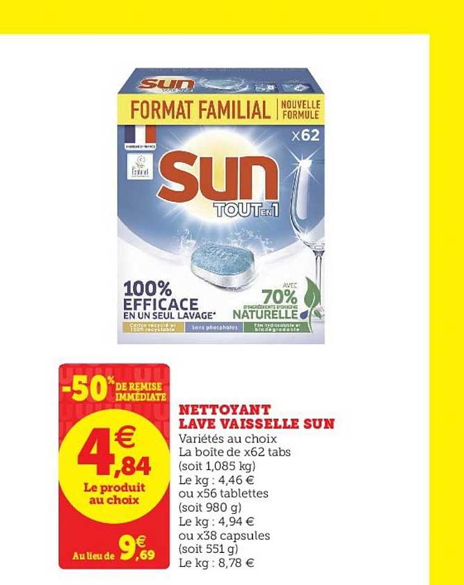 nettoyant lave vaisselle sun -50% de remise immédiate