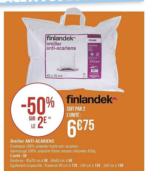 Oreiller Anti-acariens Finlandek^