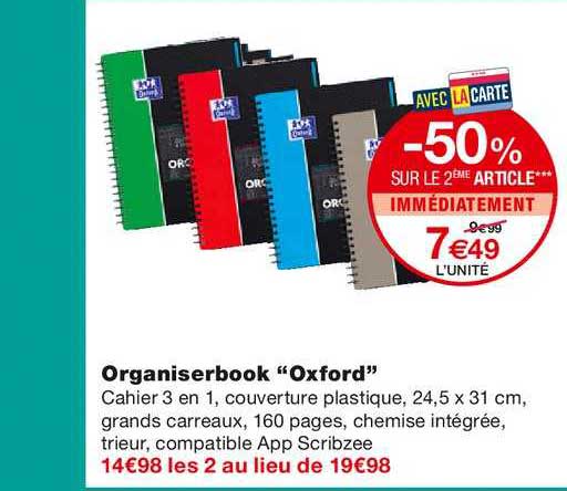 Organiserbook "oxford" -50% Sur Le 2ème Article Immédiatement